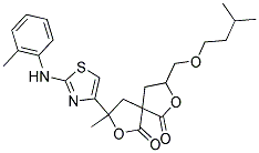 8-[(ISOPENTYLOXY)METHYL]-3-METHYL-3-[2-(2-TOLUIDINO)-1,3-THIAZOL-4-YL]-2,7-DIOXASPIRO[4.4]NONANE-1,6-DIONE Struktur