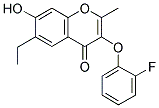 6-ETHYL-3-(2-FLUORO-PHENOXY)-7-HYDROXY-2-METHYL-CHROMEN-4-ONE Struktur