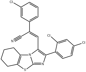 (Z)-2-(3-CHLOROPHENYL)-3-[2-(2,4-DICHLOROPHENYL)-5,6,7,8-TETRAHYDROIMIDAZO[2,1-B][1,3]BENZOTHIAZOL-3-YL]-2-PROPENENITRILE Struktur