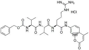 BENZYLOXYCARBONYL-L-VALYL-L-VALYL-L-ARGININE 4-METHYLCOUMARYL-7-AMIDE HYDROCHLORIDE Struktur