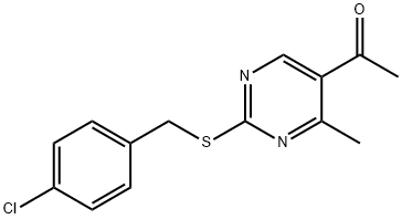 1-(2-[(4-CHLOROBENZYL)SULFANYL]-4-METHYL-5-PYRIMIDINYL)-1-ETHANONE Struktur