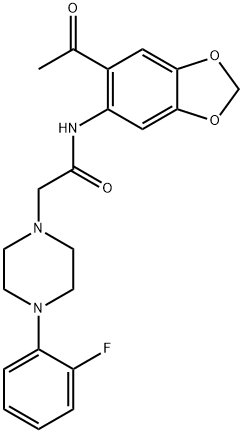 N-(6-ACETYLBENZO[D]1,3-DIOXOLEN-5-YL)-2-(4-(2-FLUOROPHENYL)PIPERAZINYL)ETHANAMIDE Struktur