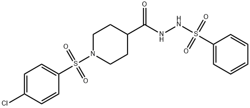 N'-((1-[(4-CHLOROPHENYL)SULFONYL]-4-PIPERIDINYL)CARBONYL)BENZENESULFONOHYDRAZIDE Struktur