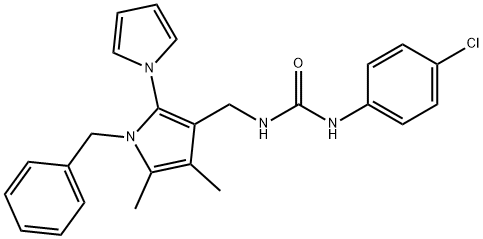 N-([1-BENZYL-4,5-DIMETHYL-2-(1H-PYROL-1-YL)-1H-PYROL-3-YL]METHYL)N'-(4-CHLOROPHENYL)UREA Struktur