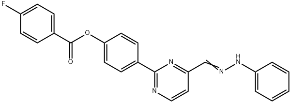 4-(4-([(E)-2-PHENYLHYDRAZONO]METHYL)-2-PYRIMIDINYL)PHENYL 4-FLUOROBENZENECARBOXYLATE Struktur