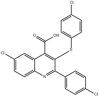 6-CHLORO-2-(4-CHLOROPHENYL)-3-[(4-CHLOROPHENYL)SULFANYL]-4-QUINOLINECARBOXYLIC ACID Struktur