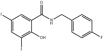 N-(4-FLUOROBENZYL)-2-HYDROXY-3,5-DIIODOBENZENECARBOXAMIDE Struktur