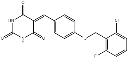 5-((4-[(2-CHLORO-6-FLUOROBENZYL)OXY]PHENYL)METHYLENE)-2,4,6(1H,3H,5H)-PYRIMIDINETRIONE Struktur