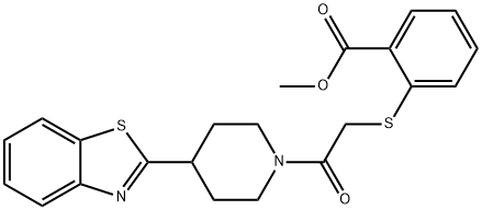 METHYL 2-((2-[4-(1,3-BENZOTHIAZOL-2-YL)PIPERIDINO]-2-OXOETHYL)SULFANYL)BENZENECARBOXYLATE Struktur