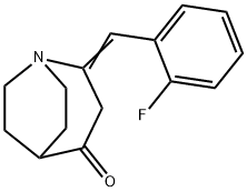 2-[(E)-(2-FLUOROPHENYL)METHYLIDENE]-1-AZABICYCLO[3.2.2]NONAN-4-ONE Struktur