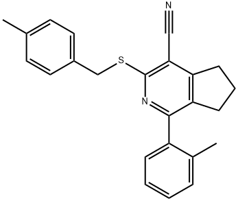 3-[(4-METHYLBENZYL)SULFANYL]-1-(2-METHYLPHENYL)-6,7-DIHYDRO-5H-CYCLOPENTA[C]PYRIDINE-4-CARBONITRILE Struktur