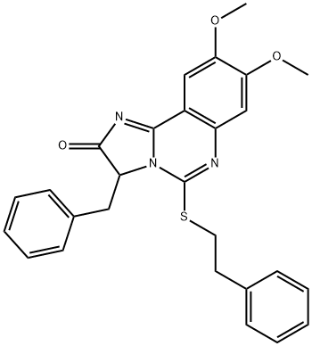 3-BENZYL-8,9-DIMETHOXY-5-(PHENETHYLSULFANYL)IMIDAZO[1,2-C]QUINAZOLIN-2(3H)-ONE Struktur