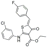 ETHYL (5Z)-2-[(3-CHLOROPHENYL)AMINO]-5-(4-FLUOROBENZYLIDENE)-4-OXO-4,5-DIHYDROTHIOPHENE-3-CARBOXYLATE Struktur