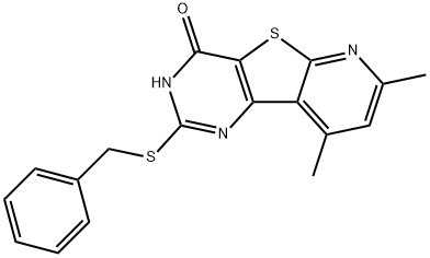 2-(BENZYLSULFANYL)-7,9-DIMETHYLPYRIDO[3',2':4,5]THIENO[3,2-D]PYRIMIDIN-4-OL Struktur