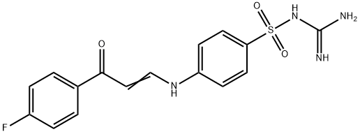 ([AMINO(IMINO)METHYL]AMINO)(4-([(E)-3-(4-FLUOROPHENYL)-3-OXO-1-PROPENYL]AMINO)PHENYL)DIOXO-LAMBDA6-SULFANE Struktur