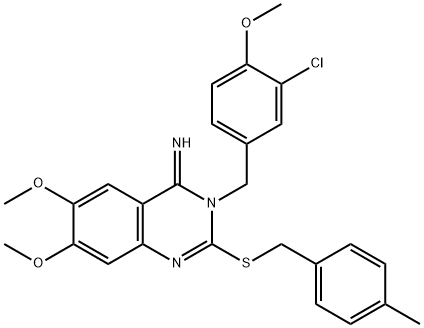 3-(3-CHLORO-4-METHOXYBENZYL)-6,7-DIMETHOXY-2-[(4-METHYLBENZYL)SULFANYL]-4(3H)-QUINAZOLINIMINE Struktur