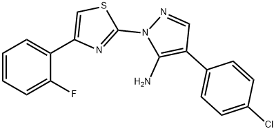 4-(4-CHLOROPHENYL)-1-[4-(2-FLUOROPHENYL)-1,3-THIAZOL-2-YL]-1H-PYRAZOL-5-AMINE Struktur