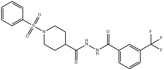 N'-([1-(PHENYLSULFONYL)-4-PIPERIDINYL]CARBONYL)-3-(TRIFLUOROMETHYL)BENZENECARBOHYDRAZIDE Struktur