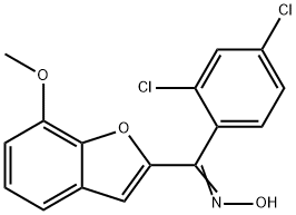 (2,4-DICHLOROPHENYL)(7-METHOXY-1-BENZOFURAN-2-YL)METHANONE OXIME Struktur