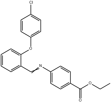 ETHYL 4-(((E)-[2-(4-CHLOROPHENOXY)PHENYL]METHYLIDENE)AMINO)BENZENECARBOXYLATE Struktur