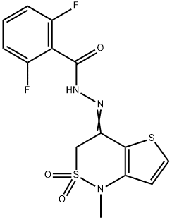 2,6-DIFLUORO-N'-[1-METHYL-2,2-DIOXO-2,3-DIHYDRO-2LAMBDA6-THIENO[3,2-C][1,2]THIAZIN-4(1H)-YLIDEN]BENZENECARBOHYDRAZIDE Struktur