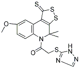 8-METHOXY-4,4-DIMETHYL-5-[(1H-1,2,4-TRIAZOL-5-YLTHIO)ACETYL]-4,5-DIHYDRO-1H-[1,2]DITHIOLO[3,4-C]QUINOLINE-1-THIONE Struktur