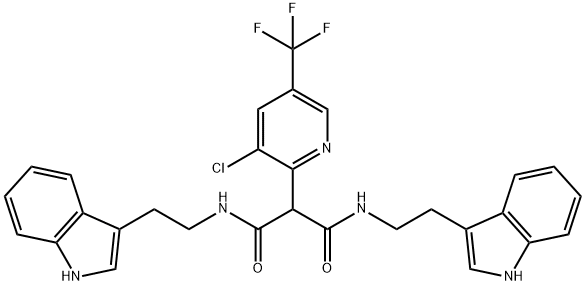 2-[3-CHLORO-5-(TRIFLUOROMETHYL)-2-PYRIDINYL]-N1,N3-BIS[2-(1H-INDOL-3-YL)ETHYL]MALONAMIDE Struktur