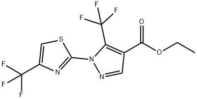 ETHYL 5-(TRIFLUOROMETHYL)-1-[4-(TRIFLUOROMETHYL)-1,3-THIAZOL-2-YL]-1H-PYRAZOLE-4-CARBOXYLATE Struktur