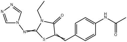 N-(4-([3-ETHYL-4-OXO-2-(4H-1,2,4-TRIAZOL-4-YLIMINO)-1,3-THIAZOLAN-5-YLIDEN]METHYL)PHENYL)ACETAMIDE Struktur