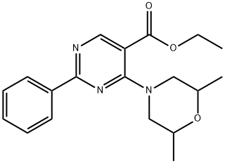 ETHYL 4-(2,6-DIMETHYLMORPHOLINO)-2-PHENYL-5-PYRIMIDINECARBOXYLATE Struktur