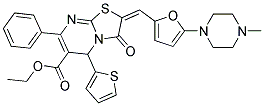 (E)-ETHYL 2-((5-(4-METHYLPIPERAZIN-1-YL)FURAN-2-YL)METHYLENE)-3-OXO-7-PHENYL-5-(THIOPHEN-2-YL)-3,5-DIHYDRO-2H-THIAZOLO[3,2-A]PYRIMIDINE-6-CARBOXYLATE Struktur