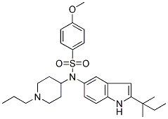 N-[2-(1,1-DIMETHYLPROPYL)-1H-INDOL-5-YL]-4-METHOXY-N-(1-PROPYLPIPERIDIN-4-YL)BENZENESULPHONAMIDE Struktur