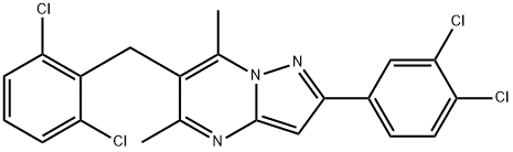 6-(2,6-DICHLOROBENZYL)-2-(3,4-DICHLOROPHENYL)-5,7-DIMETHYLPYRAZOLO[1,5-A]PYRIMIDINE Struktur