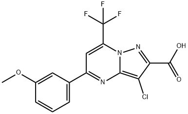 3-CHLORO-5-(3-METHOXY-PHENYL)-7-TRIFLUOROMETHYL-PYRAZOLO[1,5-A]PYRIMIDINE-2-CARBOXYLIC ACID Struktur