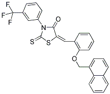 (E)-5-(2-(NAPHTHALEN-1-YLMETHOXY)BENZYLIDENE)-2-THIOXO-3-(3-(TRIFLUOROMETHYL)PHENYL)THIAZOLIDIN-4-ONE Struktur