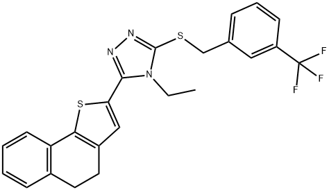 3-(4,5-DIHYDRONAPHTHO[1,2-B]THIOPHEN-2-YL)-4-ETHYL-5-([3-(TRIFLUOROMETHYL)BENZYL]SULFANYL)-4H-1,2,4-TRIAZOLE Struktur