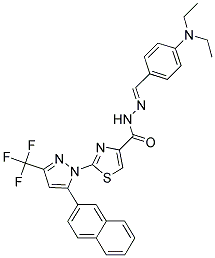 (E)-N'-(4-(DIETHYLAMINO)BENZYLIDENE)-2-(5-(NAPHTHALEN-2-YL)-3-(TRIFLUOROMETHYL)-1H-PYRAZOL-1-YL)THIAZOLE-4-CARBOHYDRAZIDE Struktur