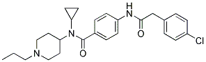 4-[(2-(4-CHLOROPHENYL)-1-OXOETHYL)AMINO]-N-CYCLOPROPYL-N-(1-PROPYLPIPERIDIN-4-YL)BENZAMIDE Struktur