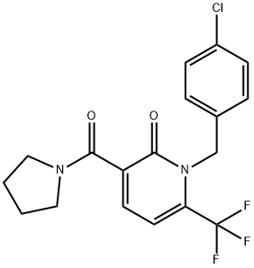 1-(4-CHLOROBENZYL)-3-(1-PYRROLIDINYLCARBONYL)-6-(TRIFLUOROMETHYL)-2(1H)-PYRIDINONE Struktur