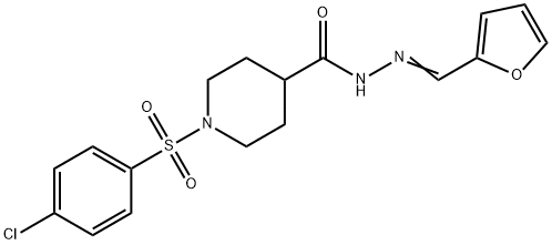 1-[(4-CHLOROPHENYL)SULFONYL]-N'-[(E)-2-FURYLMETHYLIDENE]-4-PIPERIDINECARBOHYDRAZIDE Struktur