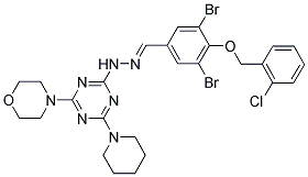 (E)-4-(4-(2-(3,5-DIBROMO-4-(2-CHLOROBENZYLOXY)BENZYLIDENE)HYDRAZINYL)-6-(PIPERIDIN-1-YL)-1,3,5-TRIAZIN-2-YL)MORPHOLINE Struktur