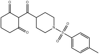 2-((1-[(4-METHYLPHENYL)SULFONYL]-4-PIPERIDINYL)CARBONYL)-1,3-CYCLOHEXANEDIONE Struktur