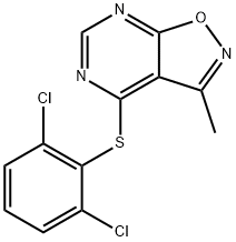 2,6-DICHLOROPHENYL 3-METHYLISOXAZOLO[5,4-D]PYRIMIDIN-4-YL SULFIDE Struktur