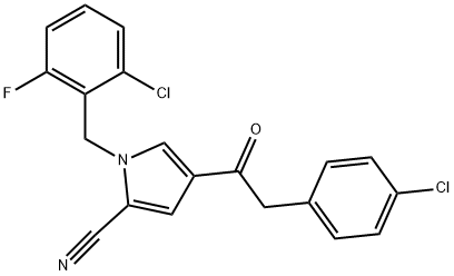 1-(2-CHLORO-6-FLUOROBENZYL)-4-[2-(4-CHLOROPHENYL)ACETYL]-1H-PYRROLE-2-CARBONITRILE Struktur