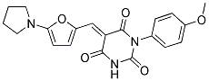 (5E)-1-(4-METHOXYPHENYL)-5-[(5-PYRROLIDIN-1-YL-2-FURYL)METHYLENE]PYRIMIDINE-2,4,6(1H,3H,5H)-TRIONE Struktur