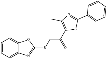 2-(1,3-BENZOXAZOL-2-YLSULFANYL)-1-(4-METHYL-2-PHENYL-1,3-THIAZOL-5-YL)-1-ETHANONE Struktur