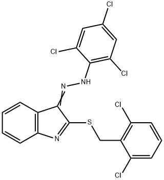 2-[(2,6-DICHLOROBENZYL)SULFANYL]-3H-INDOL-3-ONE N-(2,4,6-TRICHLOROPHENYL)HYDRAZONE Struktur