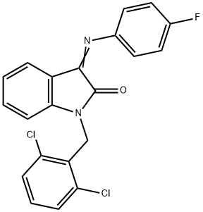 1-(2,6-DICHLOROBENZYL)-3-[(4-FLUOROPHENYL)IMINO]-1,3-DIHYDRO-2H-INDOL-2-ONE Struktur