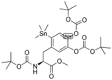 L-TYROSINE, 5-[[(1,1-DIMETHYLETHOXY)CARBONYL]OXY]-N-[(1,1-DIMETHYLETHOXY)CARBONYL]-2-(TRIMETHYLSTANNYL)-, METHYL ESTER, 1,1-DIMETHYLETHYL CARBONATE Struktur