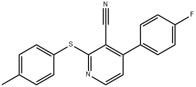 4-(4-FLUOROPHENYL)-2-[(4-METHYLPHENYL)SULFANYL]NICOTINONITRILE Struktur